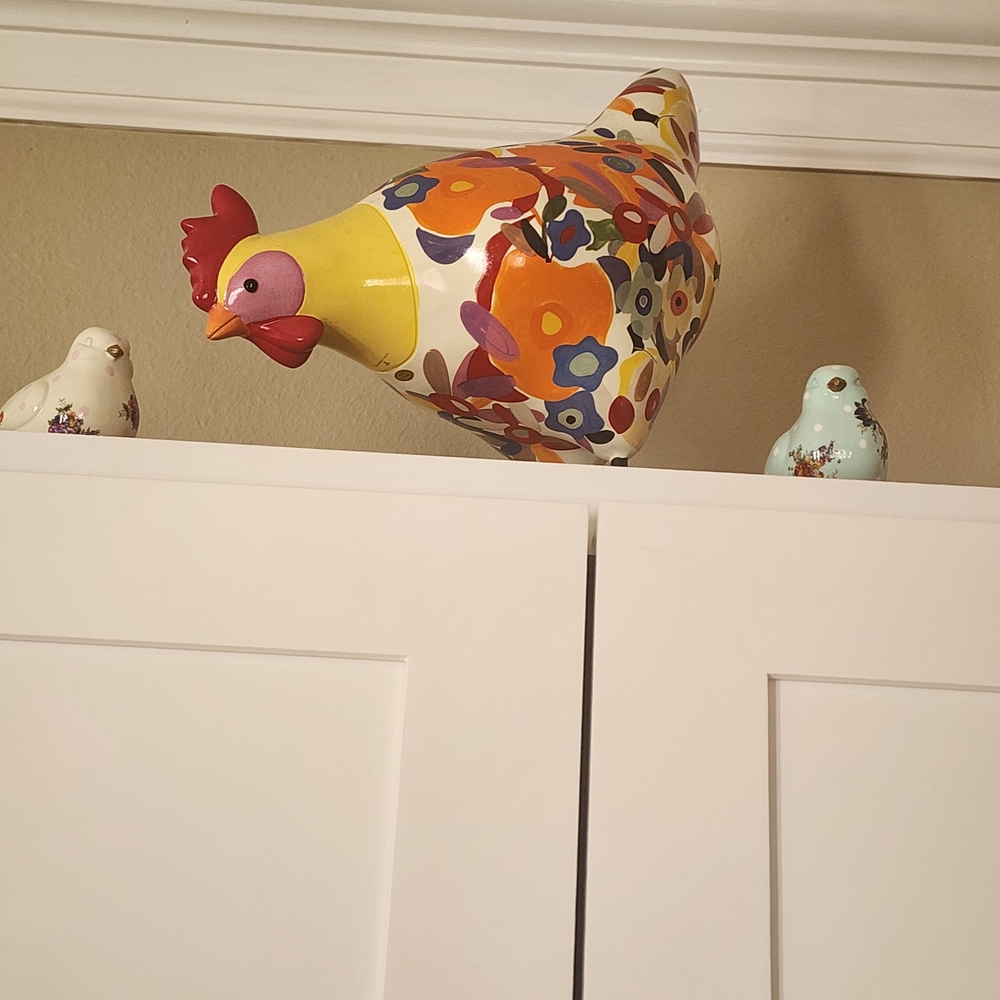 MacKenzie-Childs Colorful Floral Chicken Sculpture